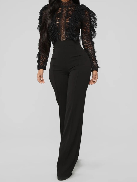 Fashion Nova Pants - NWT Black Lace Jumpsuit - Size Medium
